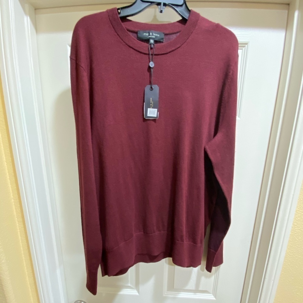 rag and bone Barrow Burgundy Slim Crew Pullover​​​​​​​​​​​​​